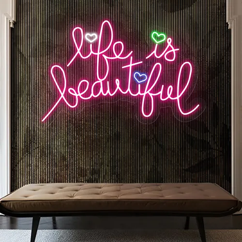 Life Is Beautiful Neon Sign - Custom Stickers Now