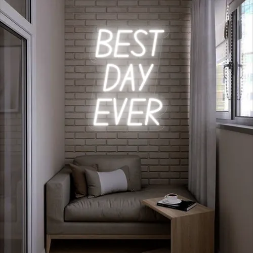 Best Day Ever Neon Sign - Custom Stickers Now