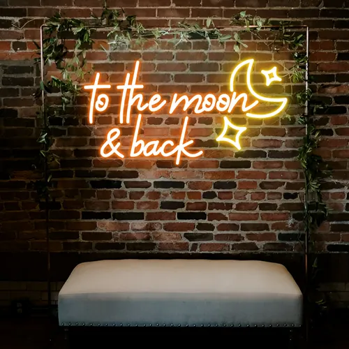 To the Moon and Back Neon Sign - Custom Stickers Now
