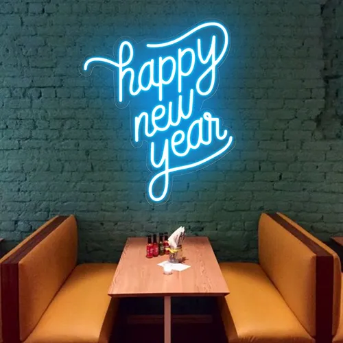 Happy New Year Neon Sign - Custom Stickers Now