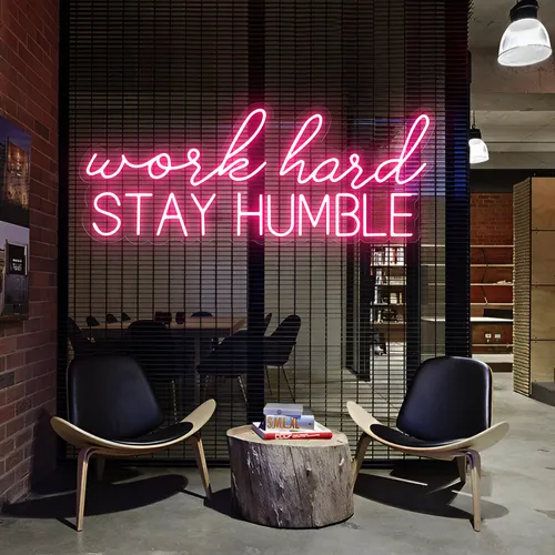 Work Hard Stay Humble Neon Sign - Custom Stickers Now
