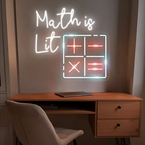 Math Is Lit Neon Sign - Custom Stickers Now