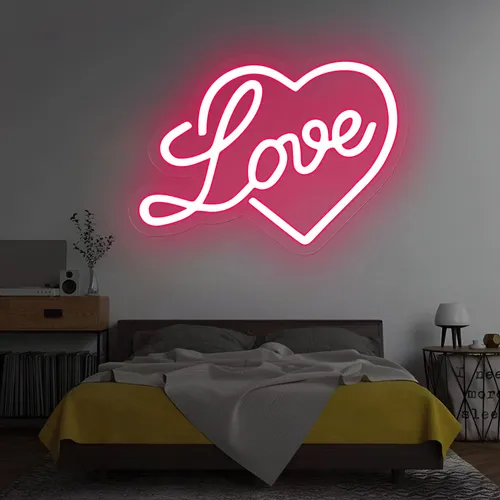 Heart Love Neon Sign - Custom Stickers Now