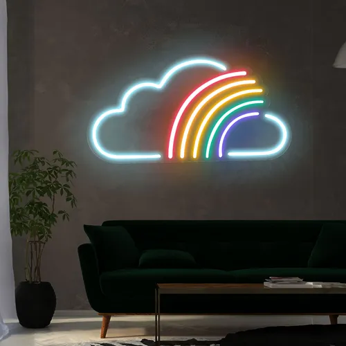 Rainbow Neon Sign - Custom Stickers Now