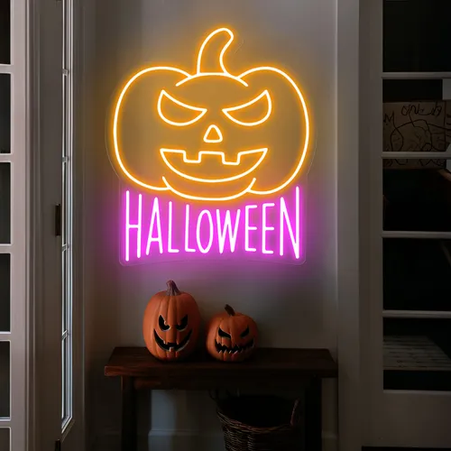 Halloween Neon Sign - Custom Stickers Now