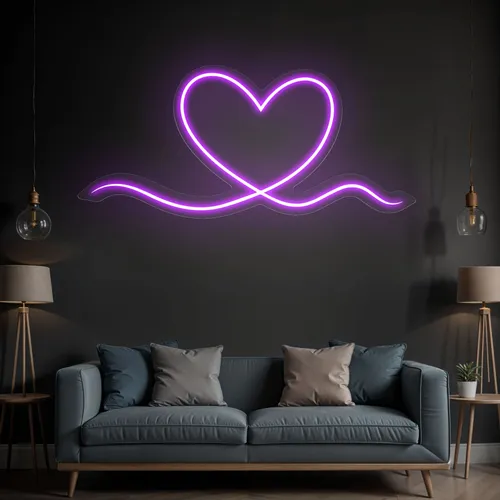Purple Heart Neon Sign - Custom Stickers Now