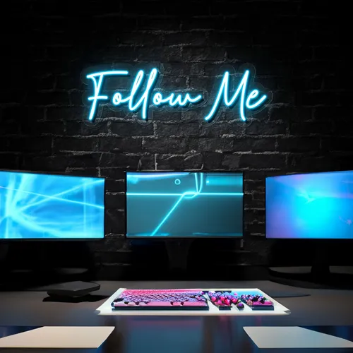 Follow Me Neon Sign - Custom Stickers Now