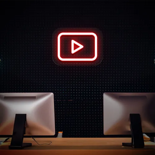 Youtube Play Button Neon Sign - Custom Stickers Now