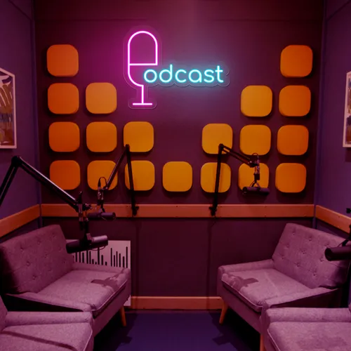 Cool Podcast Neon Sign - Custom Stickers Now