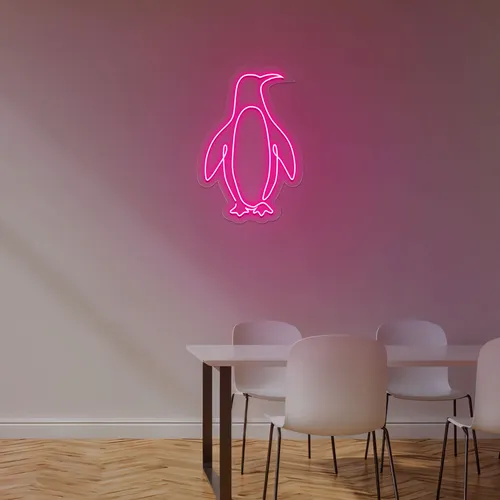 Cute Penguin Neon Sign - Custom Stickers Now
