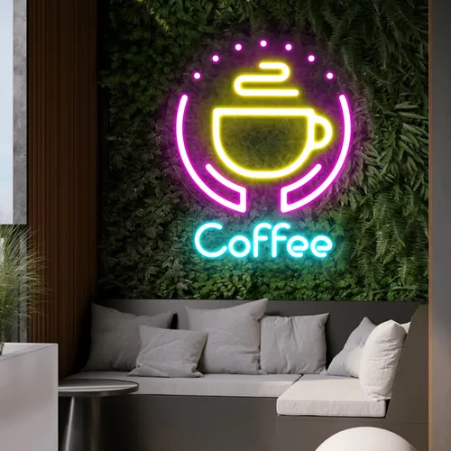 Captivating Coffee Neon Sign - Custom Stickers Now