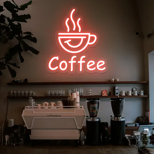 Thrilled Coffee Neon Sign - Custom Stickers Now