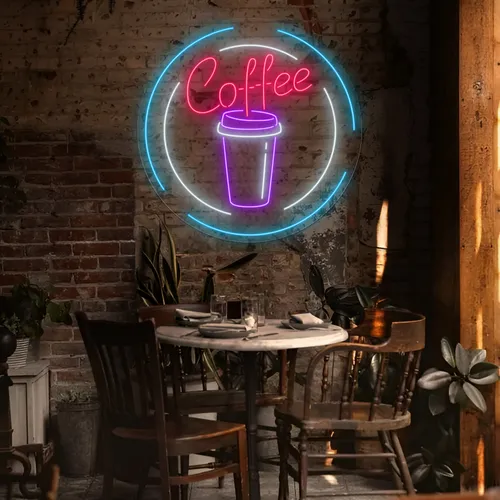 Custom Coffee Cup Neon Sign - Custom Stickers Now
