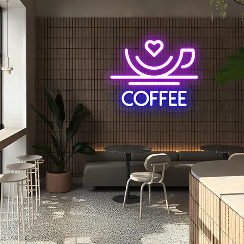 Charm with Love Coffee Neon Sign - Custom Stickers Now
