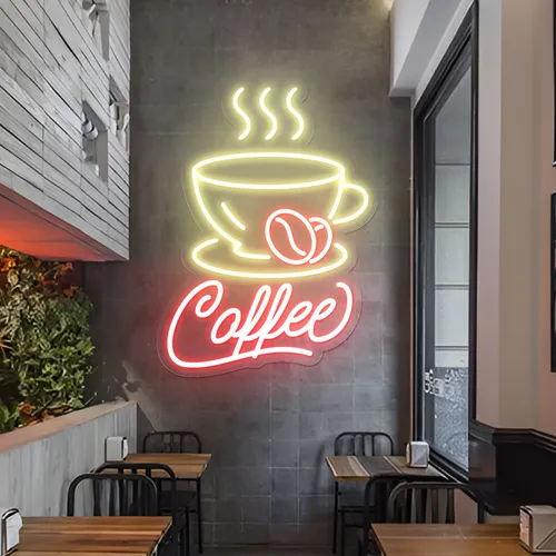 Classy Gleam Coffee Neon Sign - Custom Stickers Now