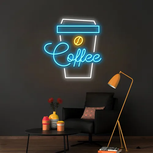Snazzy Eye-catching Coffee Neon Sign - Custom Stickers Now