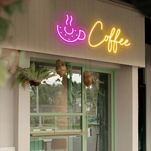 Donut Coffee Neon Sign - Custom Stickers Now