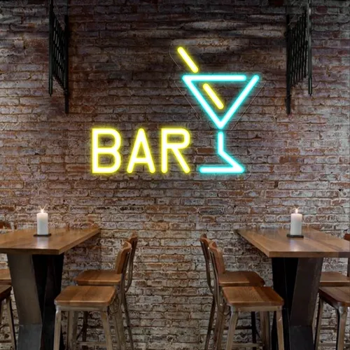 Martini Bar Neon Sign - Custom Stickers Now