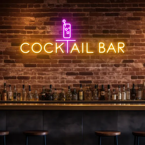 Bold Cocktail Bar Neon Sign - Custom Stickers Now