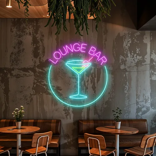 Martini Lounge Bar Neon Sign - Custom Stickers Now