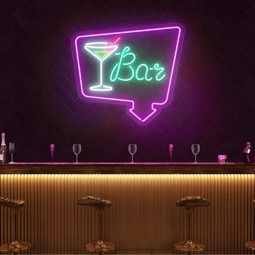 Chic Martini Bar Neon Sign - Custom Stickers Now