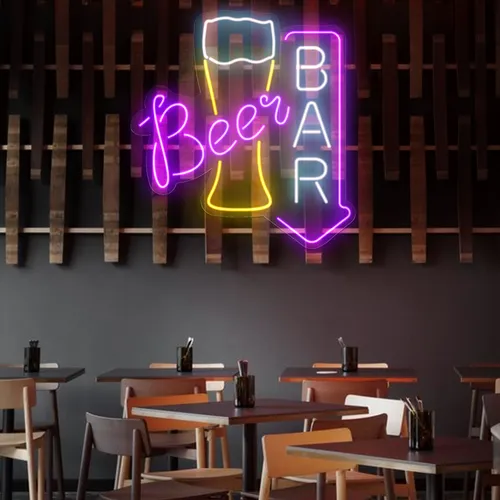 Lively Beer Glass Bar Neon Sign - Custom Stickers Now