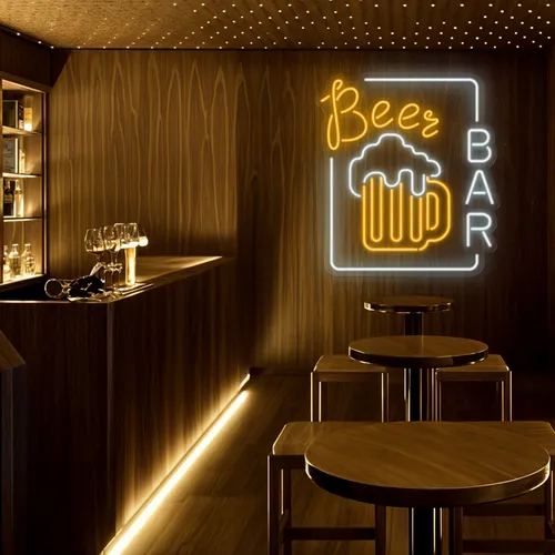 Amber Beer Mug Bar Sign - Custom Stickers Now