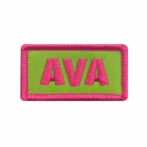 Pink and Green Ava Name Patch - Custom Stickers Now
