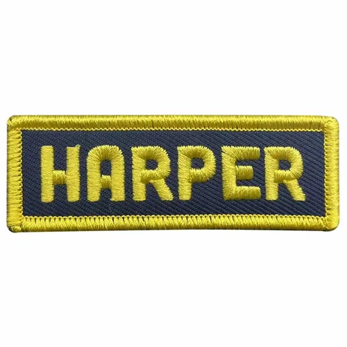 Yellow and Navy Harper Name Patch - Custom Stickers Now