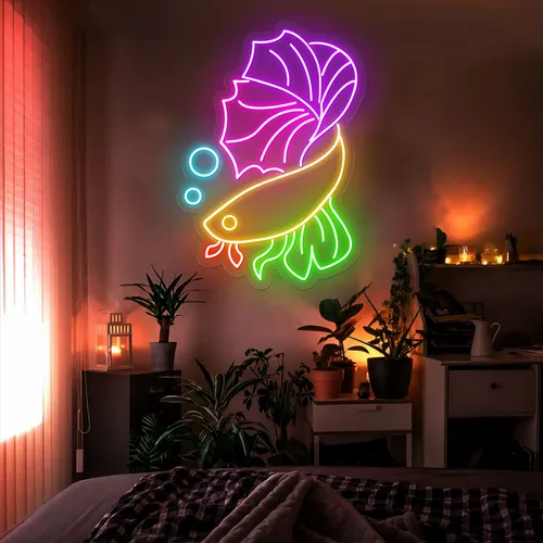 Fish Neon Sign - Custom Stickers Now