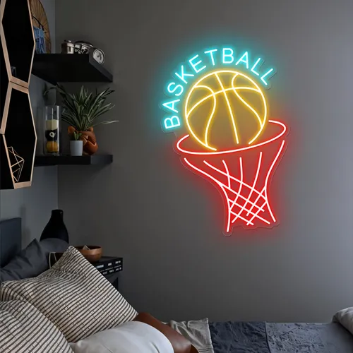 Basketball Neon Sign - Custom Stickers Now