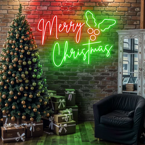 The Merry Christmas Neon Sign - Custom Stickers Now