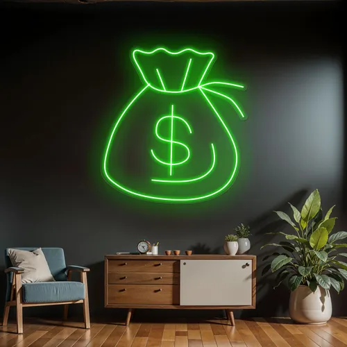 Neon Money Sign - Custom Stickers Now