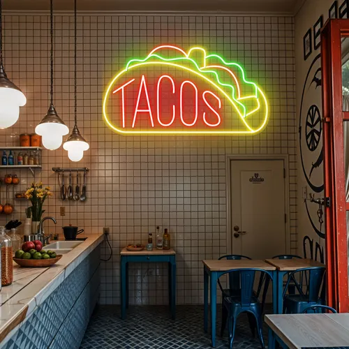 Neon Taco Sign - Custom Stickers Now