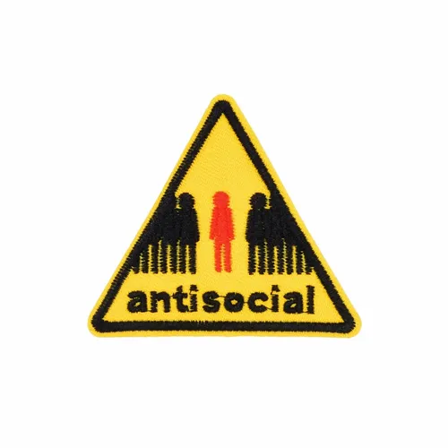 Yellow and Black Antisocial Patch - Custom Stickers Now