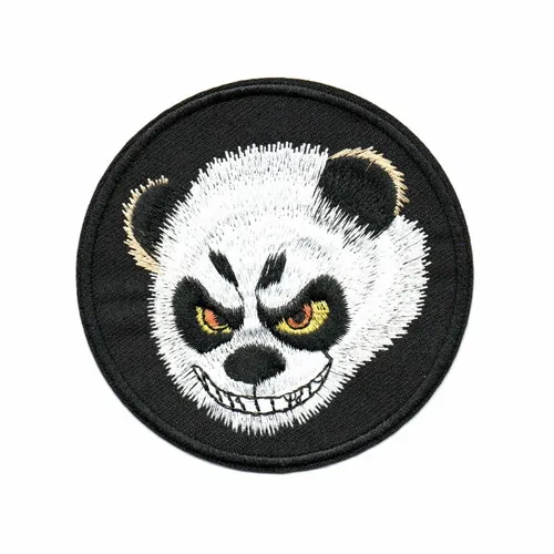 Black Angry Panda Patch - Custom Stickers Now