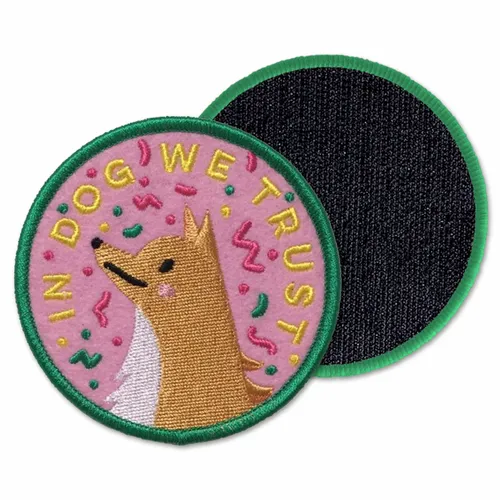 Round In Dog We Trust Velcro Patch - Custom Stickers Now