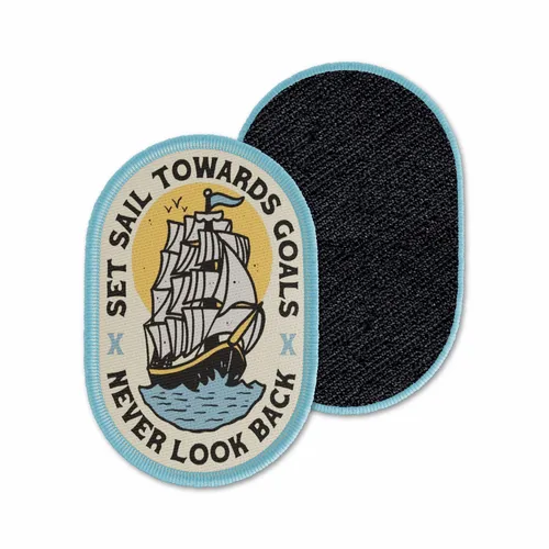 Oval Set Sail Never Look Back Velcro Patch - Custom Stickers Now