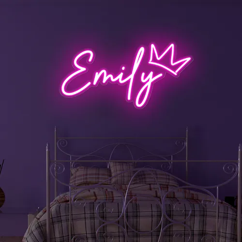 Emily Crown Neon Sign - Custom Stickers Now