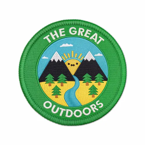 Round The Great Outdoors Iron On Patch - Custom Stickers Now