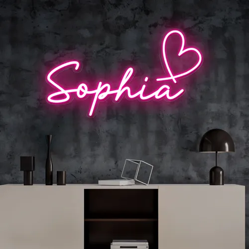 Sophia with Heart Neon Sign - Custom Stickers Now