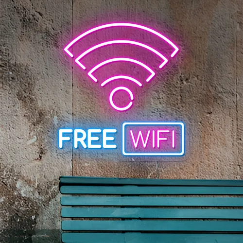 Free WIFI Zone Neon Sign - Custom Stickers Now