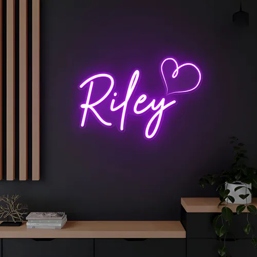 Riley Heart Neon Sign - Custom Stickers Now