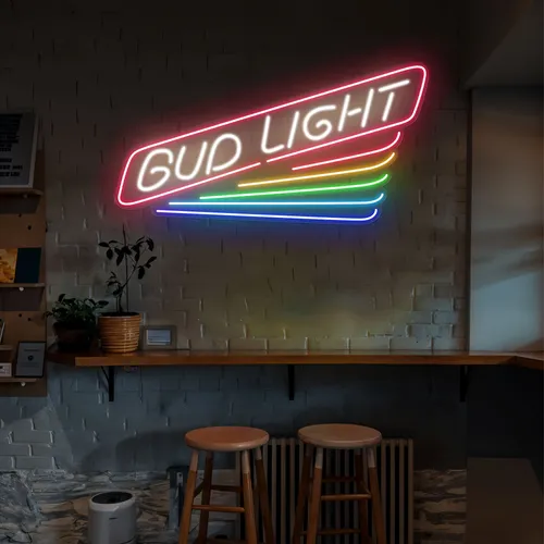 Rainbow Bud Light Neon Sign - Custom Stickers Now