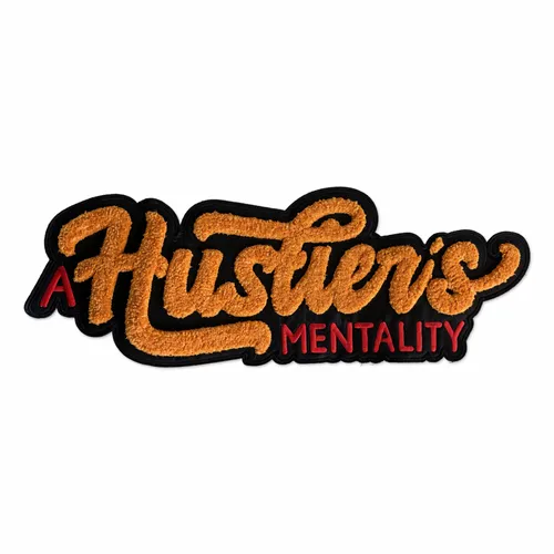 Hustler's Mentality Letterman Jacket Patch - Custom Stickers Now