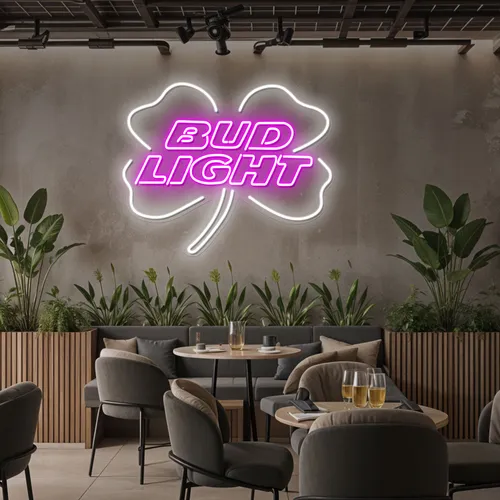 Lucky Clover Bud Light Neon Sign - Custom Stickers Now