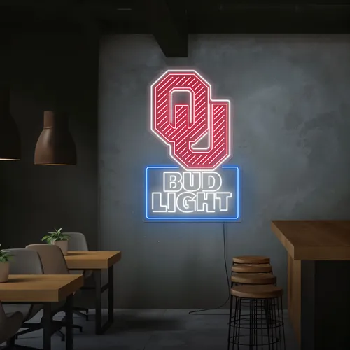 OU Bud Light Neon Sign - Custom Stickers Now