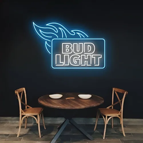 Fiery Bud Light Neon Sign - Custom Stickers Now