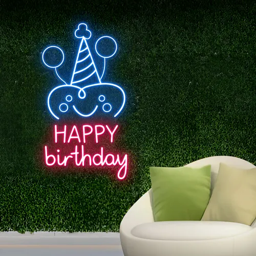 Celebrate Happy Birthday Neon Sign - Custom Stickers Now