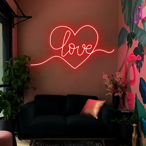 Heart of Love Neon Sign - Custom Stickers Now